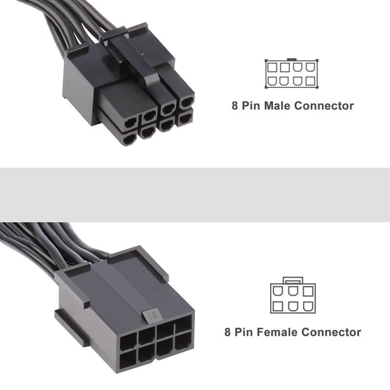 J&D 8 Pin PCI Express Power Extension Cable (2 Pack), Durable PCIe Power Extension Cable, 12 inch - Image 4